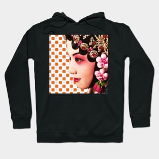 Chinese Opera Star with Bright Orange Tile Floor Pattern- Hong Kong Retro Hoodie